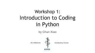 Workshop 1: Intro to coding in Python