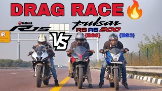 PULSAR AS200 BS3 VS RS200 BS6 VS 2024 R15M🔥||DRAG RACE 💥||RACE TILL THEIR POTENTIAL 🥵||TRIPLE BATTLE