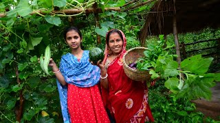 বৃষ্টির দিনে বাড়ির বাগানের সবরকমের শাকসবজি দিয়ে খিচুড়ি রান্না | Village Style Cooking Khichuri