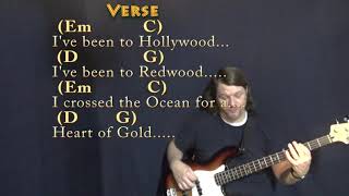 Heart of Gold (Neil Young) Bass Guitar Cover Lesson in G with Chords/Lyrics