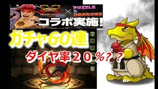 【ストリートファイター】ガチャ60連　ダイヤ率２０％？とは思えない闇　コラボ　【パズドラ】