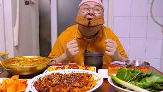 운동끝나고 허겁지겁 먹는 밥도둑 먹방│꽁치김치찌개,제육볶음,통스팸,계란말이 Mukbang Eatingshow [Stir-fried Pork,Rolled Omelet,Spam]