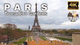 【4K】🇫🇷Paris,France Walking Tour》Trocadéro Gardens Spring Season,Eiffel Tower View 2021