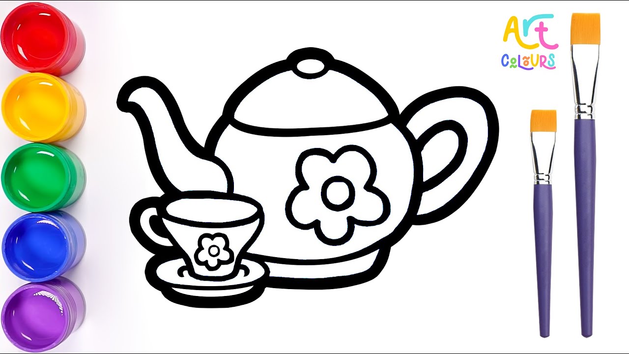 How To Draw Teapot Step By Step 🫖🫖 | Teapot Drawing, Painting, Coloring ...