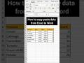 How to Copy Paste data from Excel to Word in its original form #shorts #trendingshorts