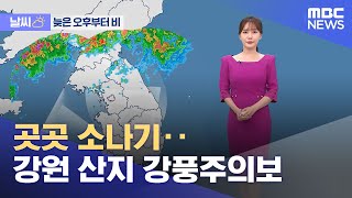 [날씨] 곳곳 소나기‥강원 산지 강풍주의보 (2022.08.15/12MBC뉴스)