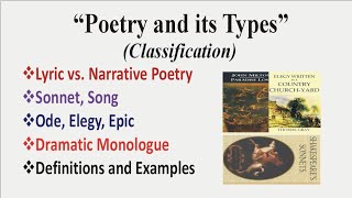 Types of Poetry in English Literature| Sonnet, Ode, Elegy, Epic, Free Verse, | Narrative vs. Lyric|