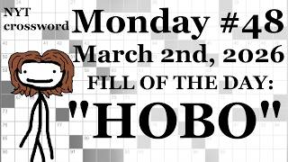 Monday, 3/2/26 (DOWNS ONLY CHALLENGE) -- NYT Crossword with Sam