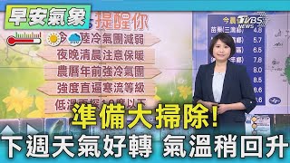 準備大掃除!下週天氣好轉 氣溫稍回升｜氣象主播 劉育瑄｜早安氣象｜TVBS新聞 20250118 @TVBSNEWS02