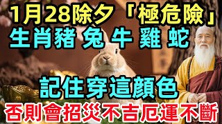 1月28除夕「極危險」，生肖豬、兔、牛、雞、蛇記住穿這顔色，否則會招災不吉厄運不斷！#生肖#生肖運勢#命理#風水#十二生肖#禅心语录#佛教