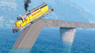 Yellow Train vs Deep Ocean in BeamNG.drive Game HSOPM - BeamNG OMDs