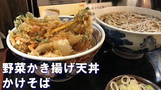 横浜・味奈登庵で「野菜かき揚げ天丼」と「かけそば」をキメる。 Yasai Kakiage Tendon and Soba noodles at Minatoan in Yokohama, Japan