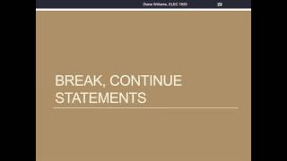 do while loop, break, continue