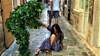 Two Girls FELL On Ground!! AWESOME Reactions!! Bushman Prank