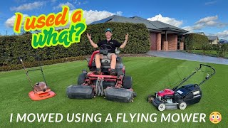 First Mow After Overseeding Ryegrass Lawn | Rare 2 stroke Flymo Hover Mower in Action