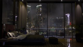 Spend The Night In An Exclusive Luxury Miami Apartment | Heavy Rain \u0026 Thunder Sounds Outside | 4K
