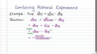 Adding and Subtracting Rational Expressions: Example 1
