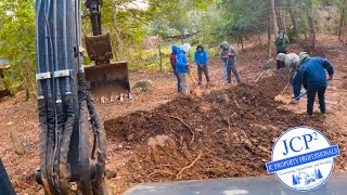 Redirecting Water Building a Swale | Trackhoe POV with Vince \u0026 Labor Crew