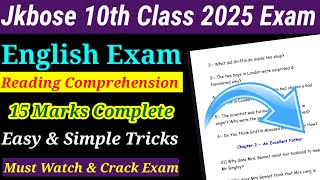 Jkbose 10th Class English Reading Comprehension 2025: 15 Marks In 5 Minutes ( Easy Trick Must Watch)