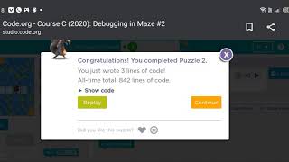 Code.org Course C lesson 5 Debugging in Maze