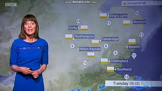 Julie Reinger Look East weather presenter in blue dress