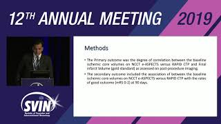 SVIN 2019:E- ASPECTS CT Ischemic Volume Performs Similarly to CTP in the Prediction of Post-Reper...