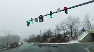 Drive through snowy, rainy weather from Middletown NY to Palisades Parkway, via NY 17 Sunday Drive