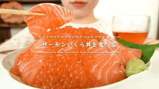 【咀嚼音】サーモンいくら丼を食べる【Eating Sounds】