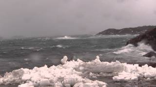 Spring Tide in Burgeo, NL, water come into car, and hits camera