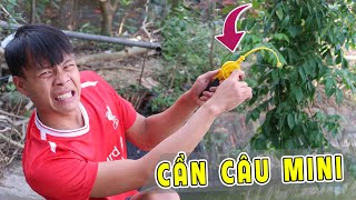 Thử Thách Câu Cá Bằng Cần Câu Mini - Lạ Vlog Suýt Lộn Cổ Xuống Ao ( Mini rod )