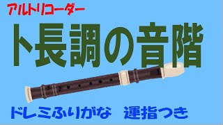 ト長調の音階 アルトリコーダー ドレミ運指つき