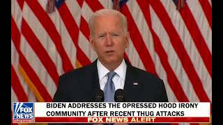 Joe Biden addresses hood irony violence (elevenlabs AI meme)