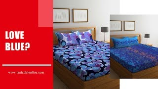 Shop For Blue Color Double Cotton Bed Sheets Online