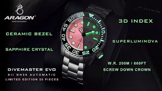 ARAGON® Limited Edition 50  Pink Dial Execution Divemaster EVO Automatic