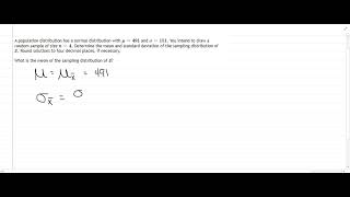 Mean and Standard Deviation of a Sampling Distribution