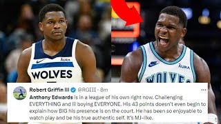 NBA REACT TO ANTHONY EDWARDS VS DENVER NUGGETS | TIMBERWOLVES VS NUGGETS REACTIO