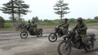 【陸上自衛隊】偵察隊オートバイドリル演技＠別海駐屯地20140726