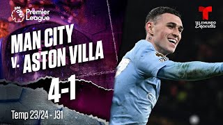 Manchester City v. Aston Villa 4-1 - Highlights & Goles | Premier League | Telemundo Deportes
