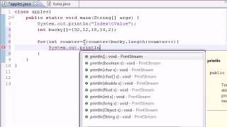 Basic java Creating an Array Table
