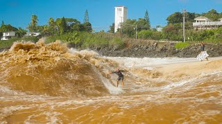 WAIMEA RIVER BREAK GOES XXL! Pro Surfers almost DROWNED)