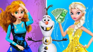 Broke Anna and Rich Elsa Became Moms! 33 Frozen Hacks