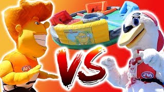 SWANS vs GIANTS MASCOTS BATTLE!! Epic GIANT Inflatable CHALLENGE!