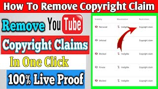 How To Remove Copyright Claim On YouTube in One Click || Remove copyright claim on youtube video