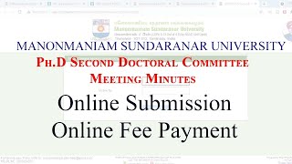 M.S.University PhD Second Doctoral Committee Meeting Minutes Online Submission & Fee Payment