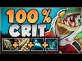 HOW NUTS IS 100% CRIT ADC BUILD ON THE CROC?? 100% CRIT RENEKTON TOP GAMEPLAY! - League of Legends