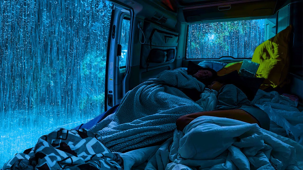 Deep Sleep Ambience Cozy Car In Rainy Night With Soft Rain Thunder