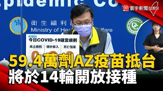 59.4萬劑AZ疫苗抵台 將於14輪開放接種 #AZ#莊人祥#陳時中#本土病例#新冠病毒@globalnewstw