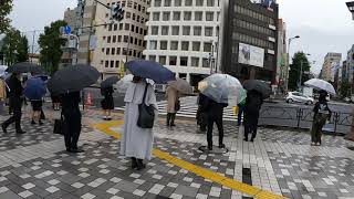 A Rainy Morning Walk in Yotsuya City | Tokyo Destination | Japan 4K