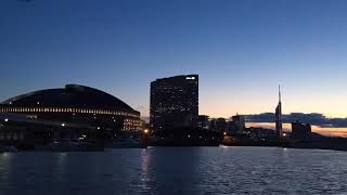 ヤフードームと福岡シーサイドももち夜景風景　タイムラプス　 TimeLapse　Yafuoku dome Fukuoka seaside momochi