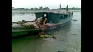 Indian border guards BSF rescuing a cow from Ichamati River